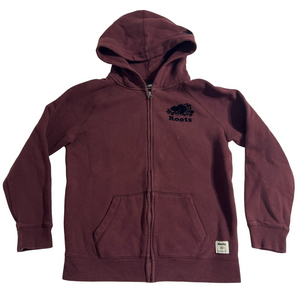 Roots Kids XL 11-12 Years Burgundy Zippered Zip Up Hoodie Unisex